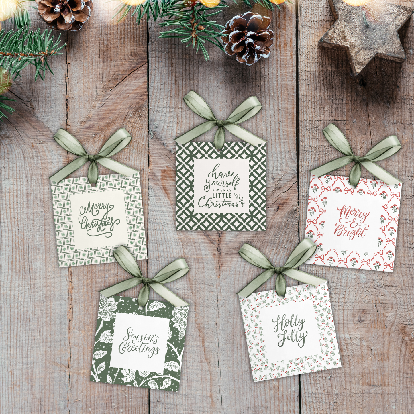 Square Holiday Gift Hang Tags (set of 8)