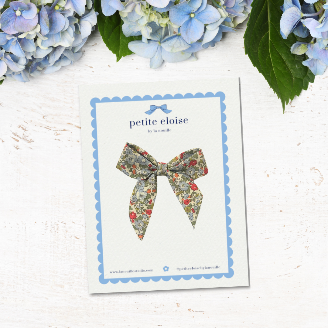 3.5 inch Sailor Bow-Single: Classic Preppy Floral Fabric