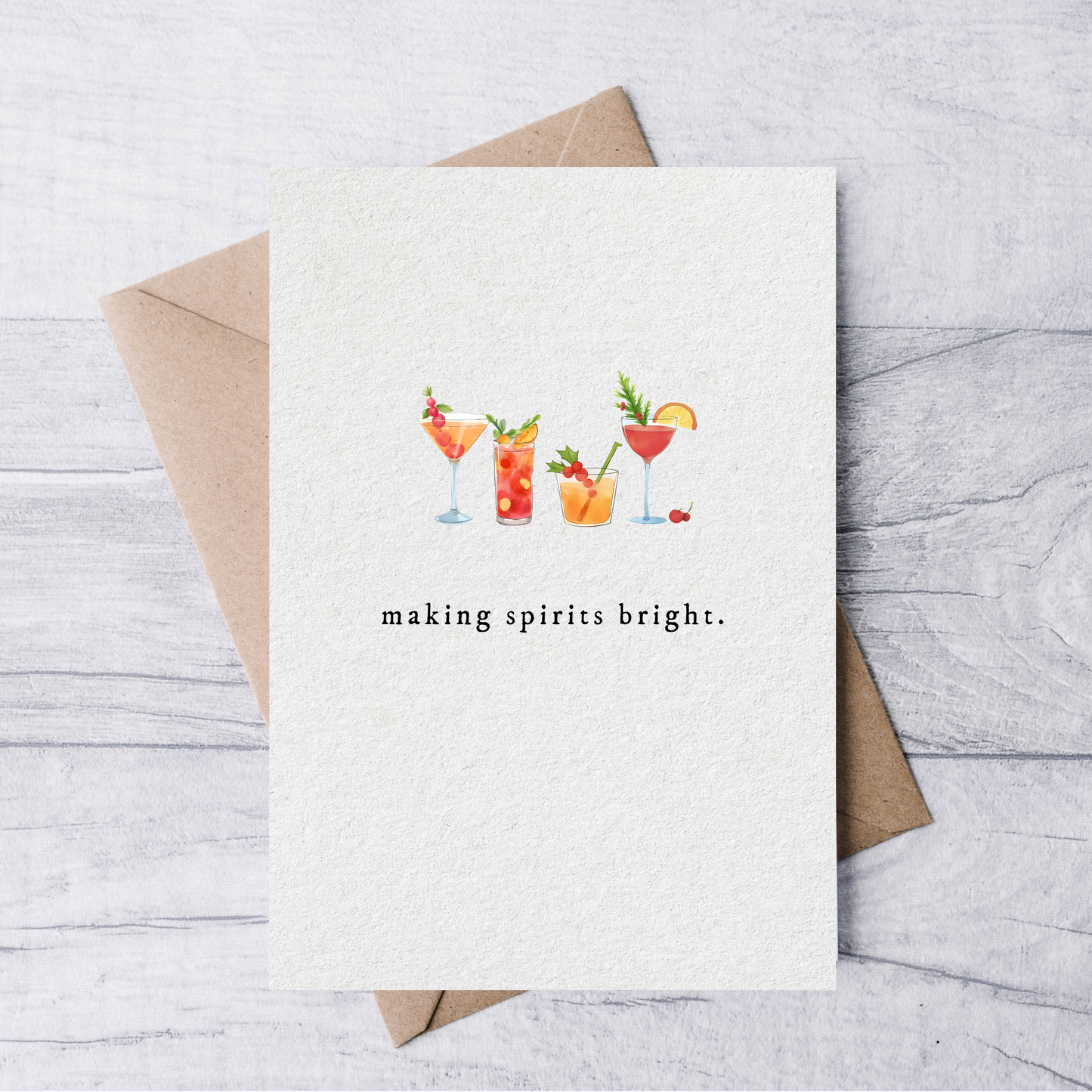 making spirits bright holiday cocktails card