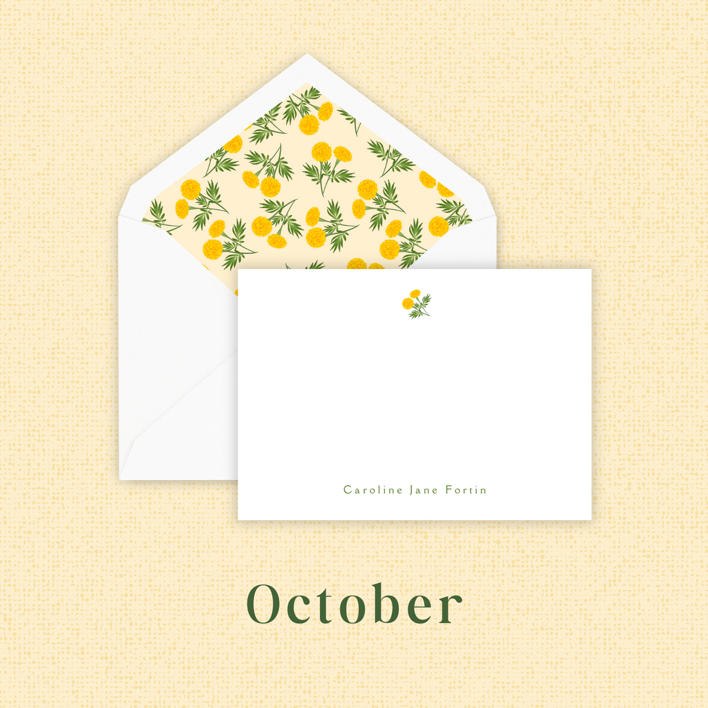 Birth Month Flower Monogrammed Stationery (boxed set of 10 or 25)