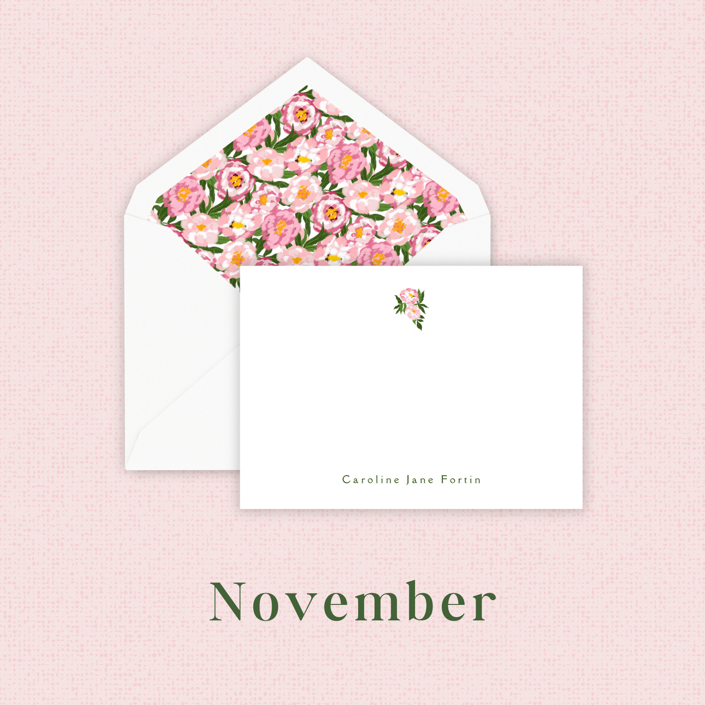 Birth Month Flower Monogrammed Stationery (boxed set of 10 or 25)