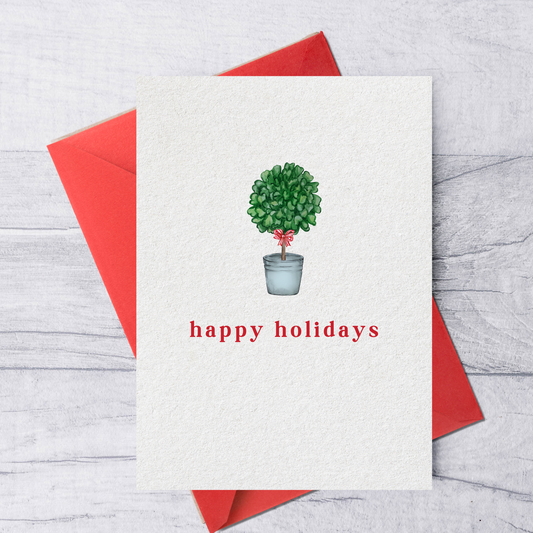 happy holidays topiary greeting card