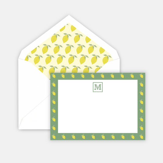 monogram lemon verbena stationery