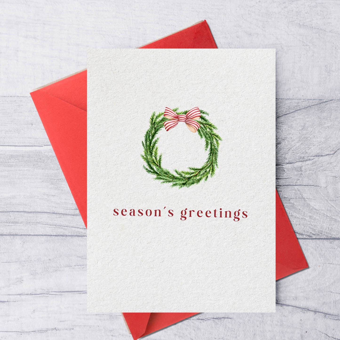 season's greetings wreath greeting card