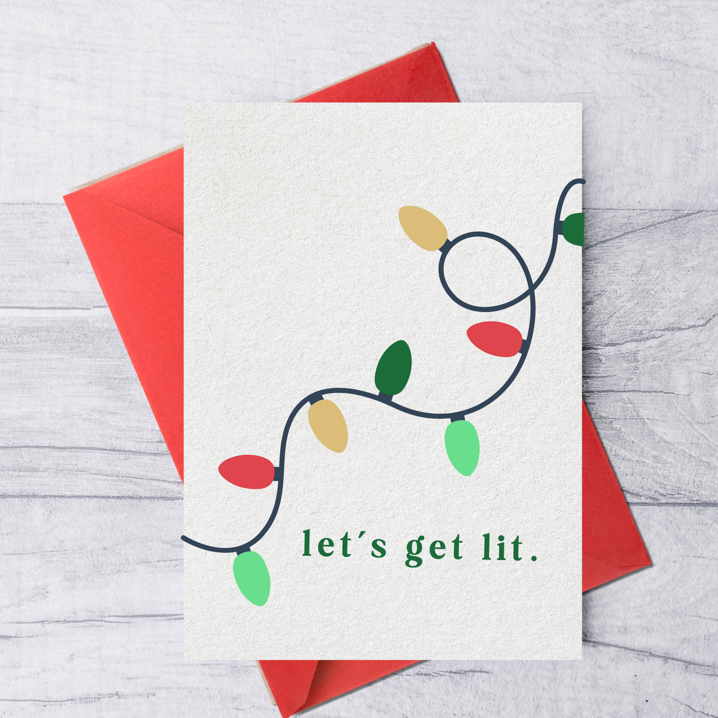 let's get lit funny holiday greeting card