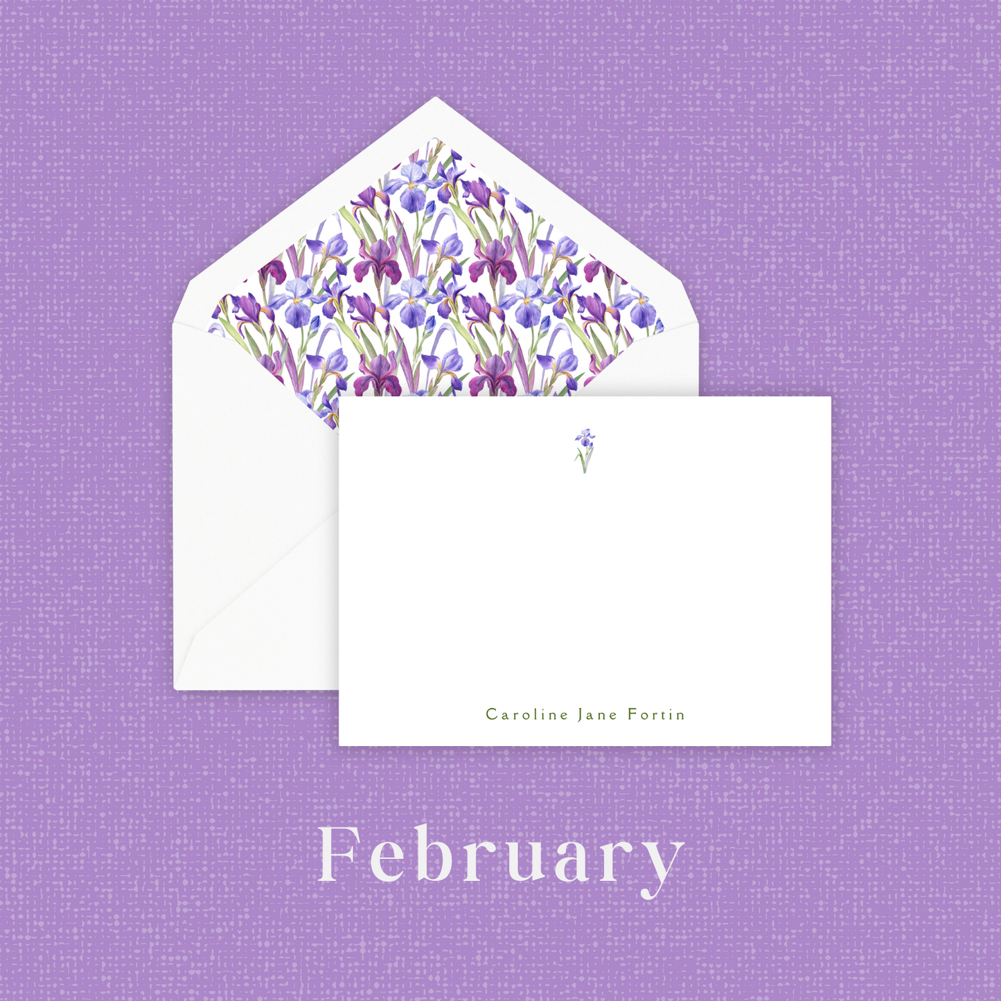 Birth Month Flower Monogrammed Stationery (boxed set of 10 or 25)