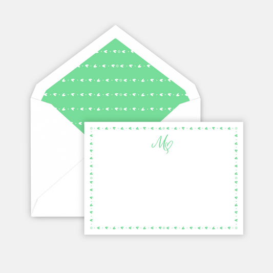 monogram hearts stationery