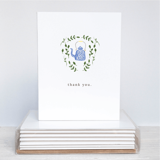 blue teapot thank you cards: boxed set of 10