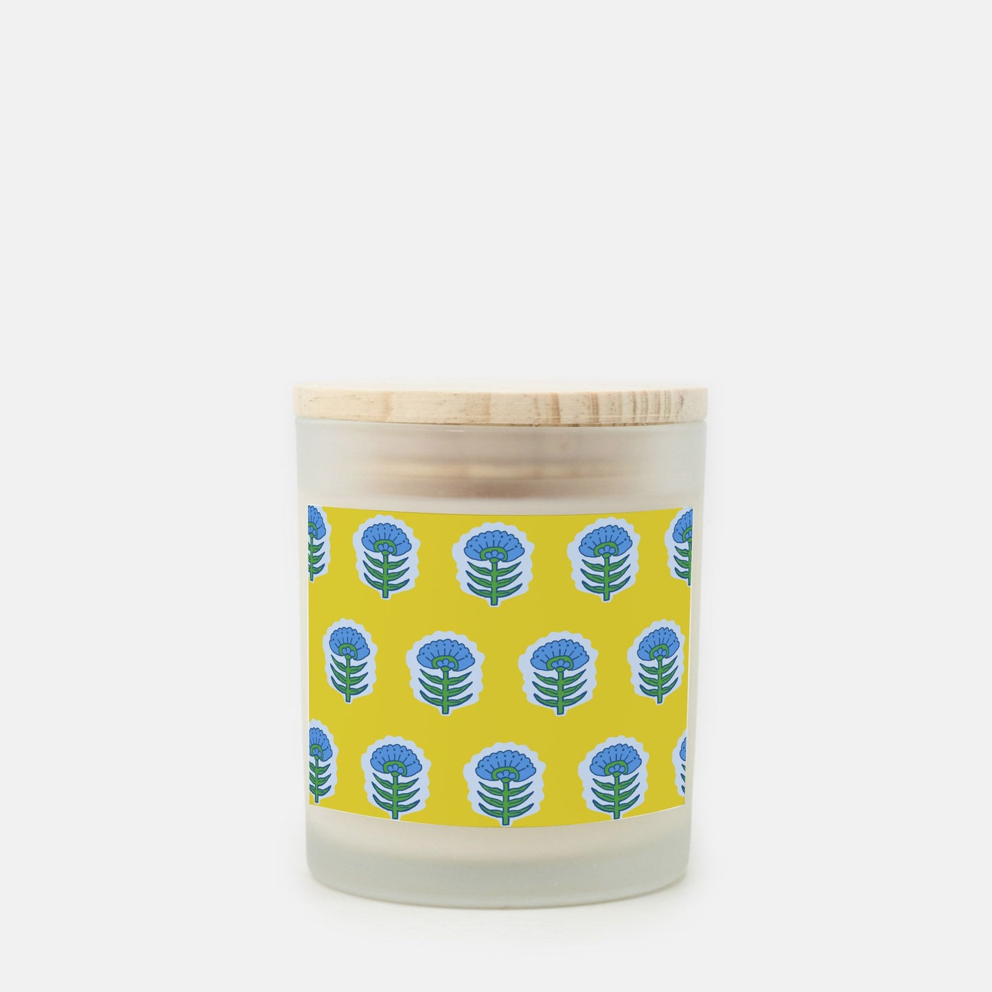 block print wood wick candle (yellow)