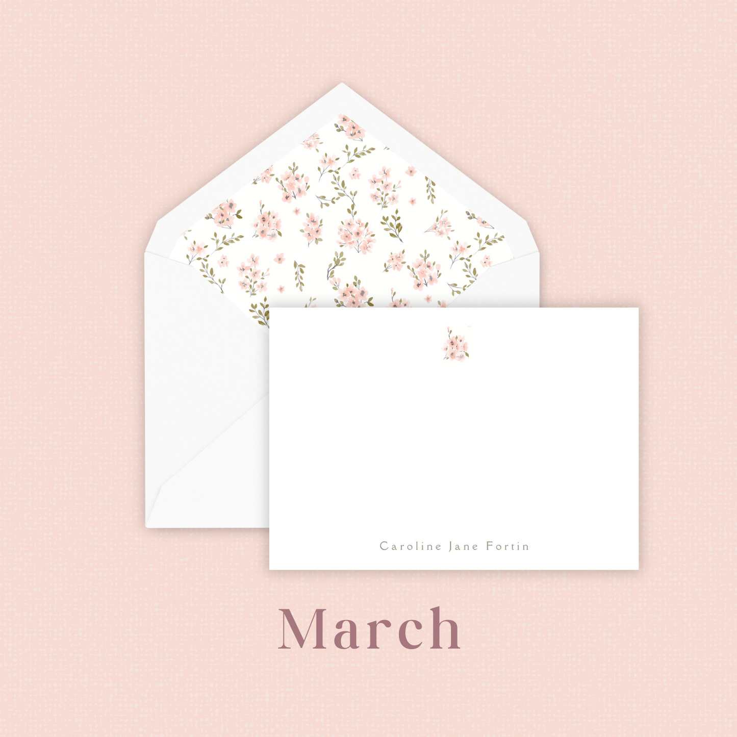 Birth Month Flower Monogrammed Stationery (boxed set of 10 or 25)