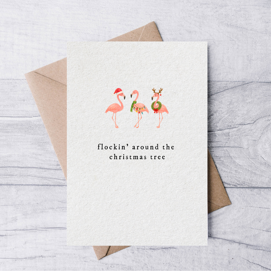 flockin' around the christmas tree holiday card