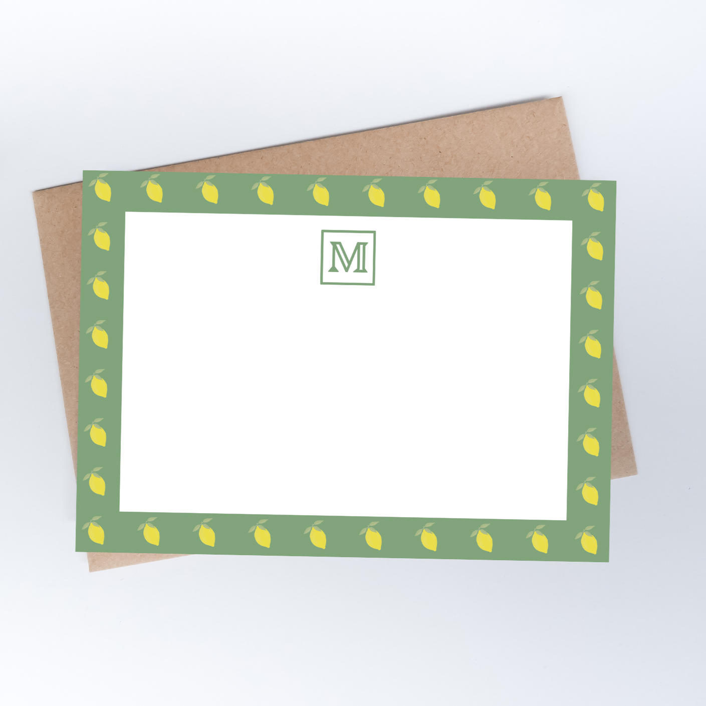 monogram lemon verbena stationery