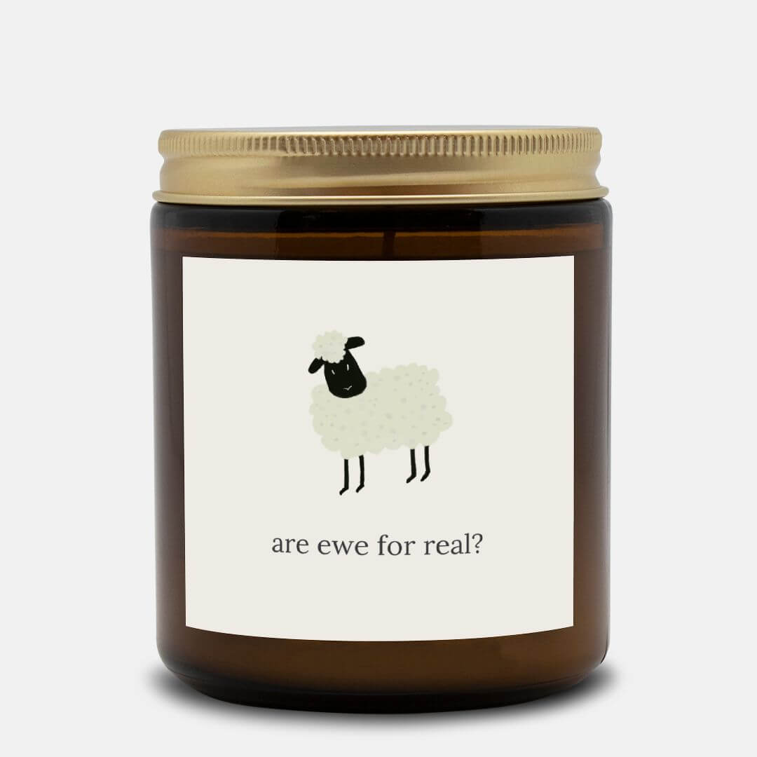 premium funny amber candle jar with sheep