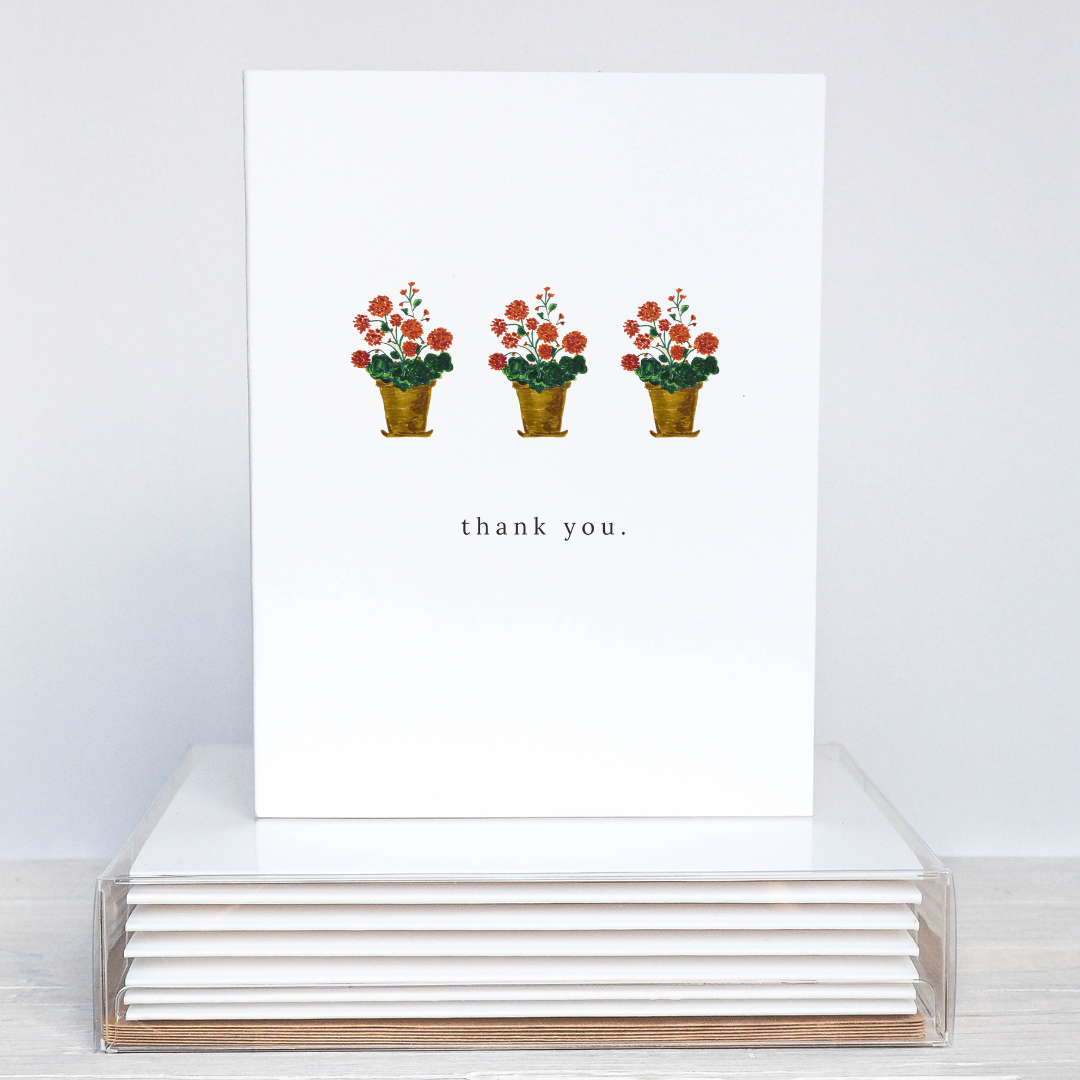 geranium thank you cards: boxed set of 10