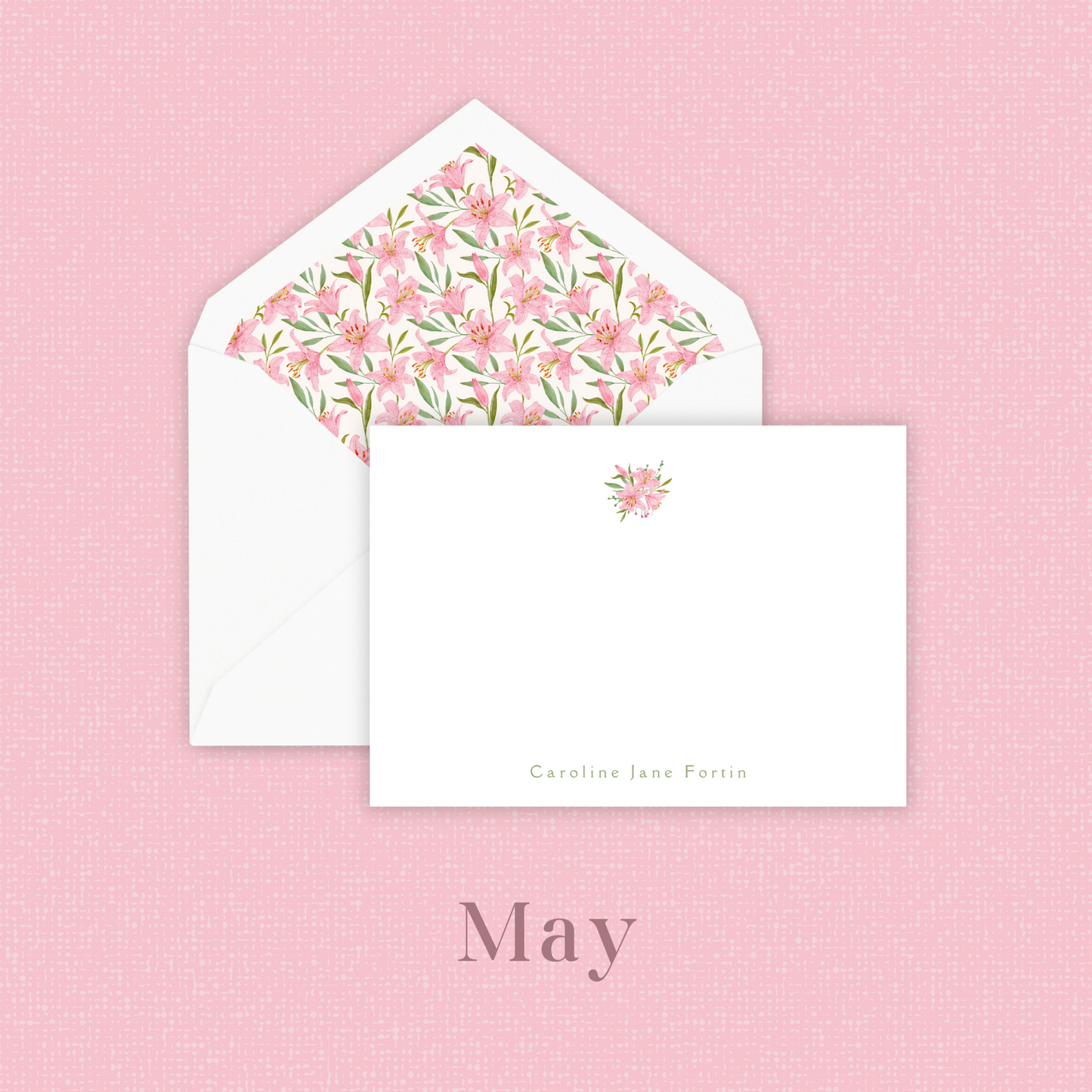 Birth Month Flower Monogrammed Stationery (boxed set of 10 or 25)