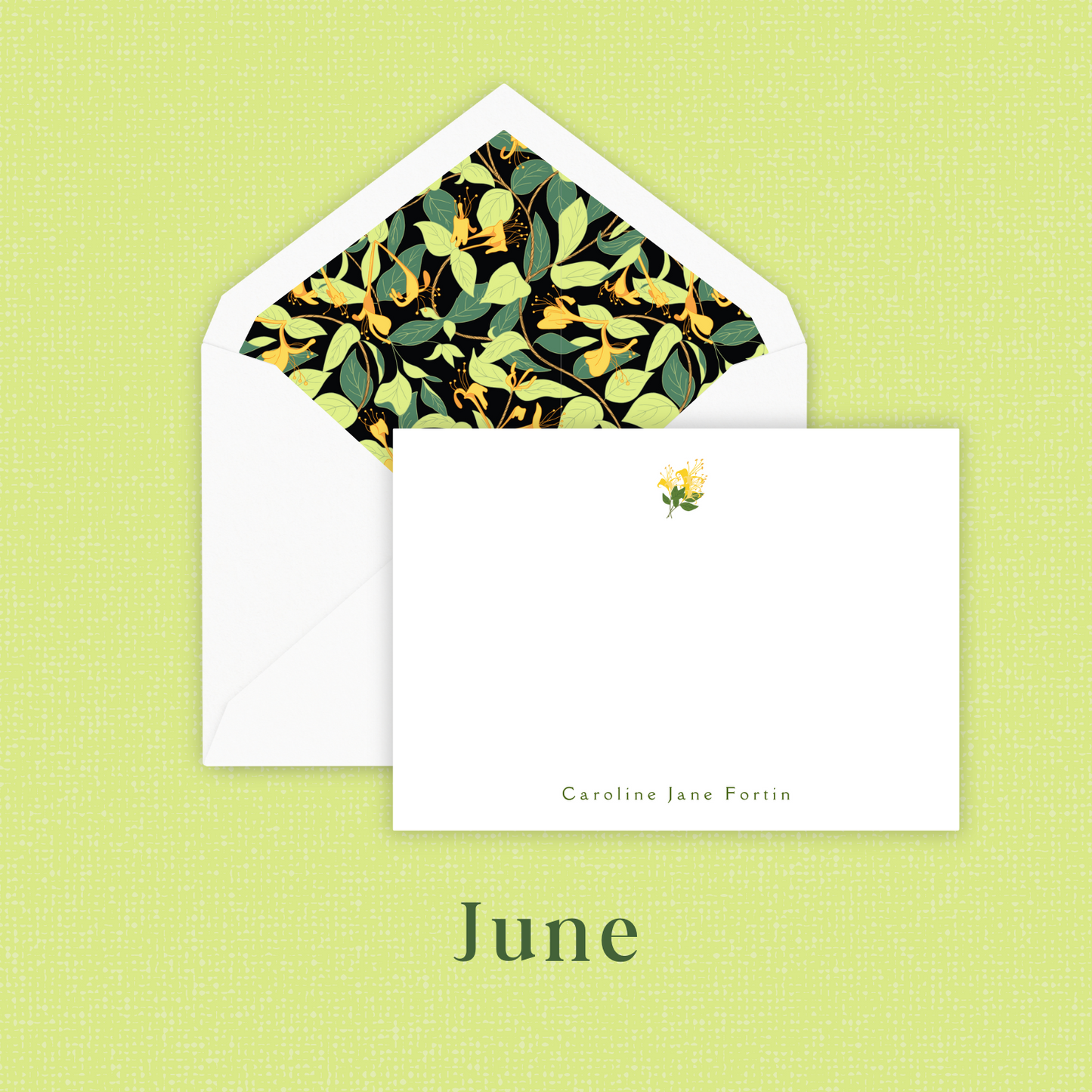 Birth Month Flower Monogrammed Stationery (boxed set of 10 or 25)