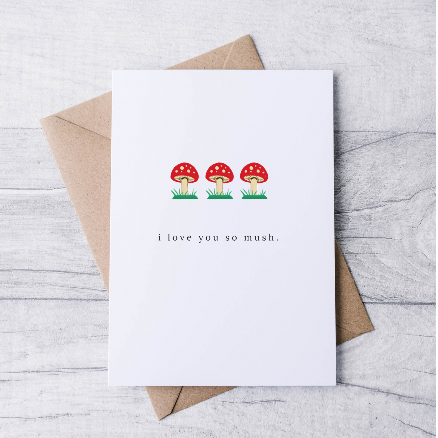 punny greeting card mushrooms