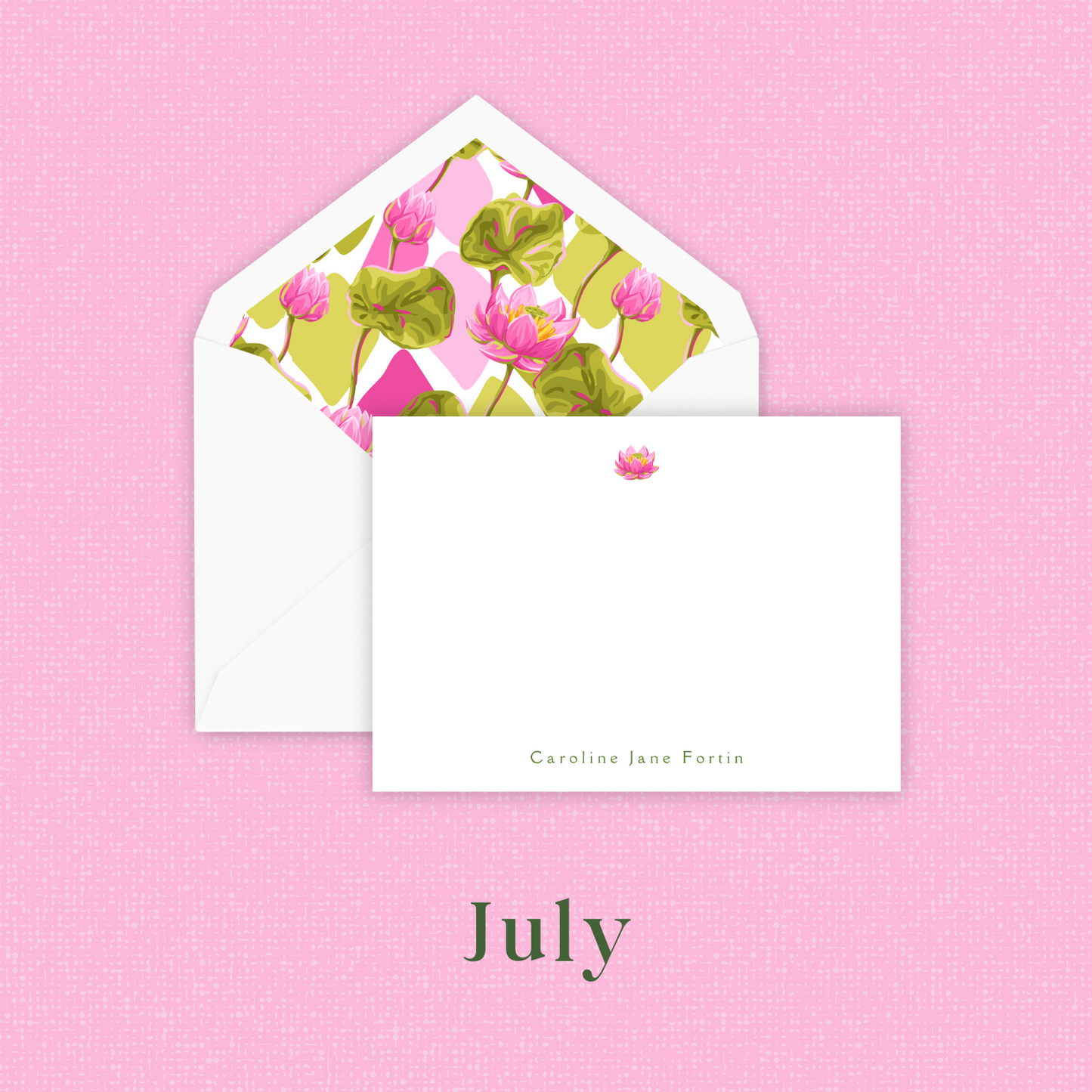 Birth Month Flower Monogrammed Stationery (boxed set of 10 or 25)