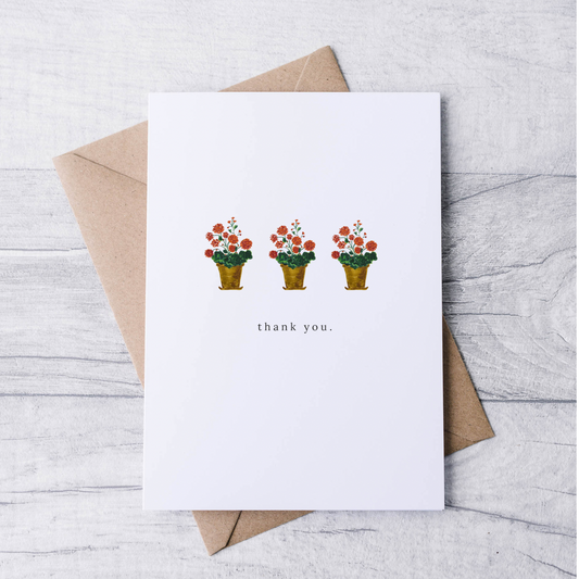 geraniums thank you card