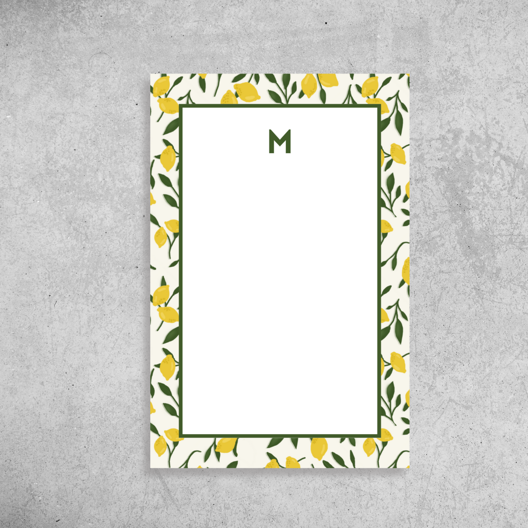 lemon print monogram notepad (5x7)