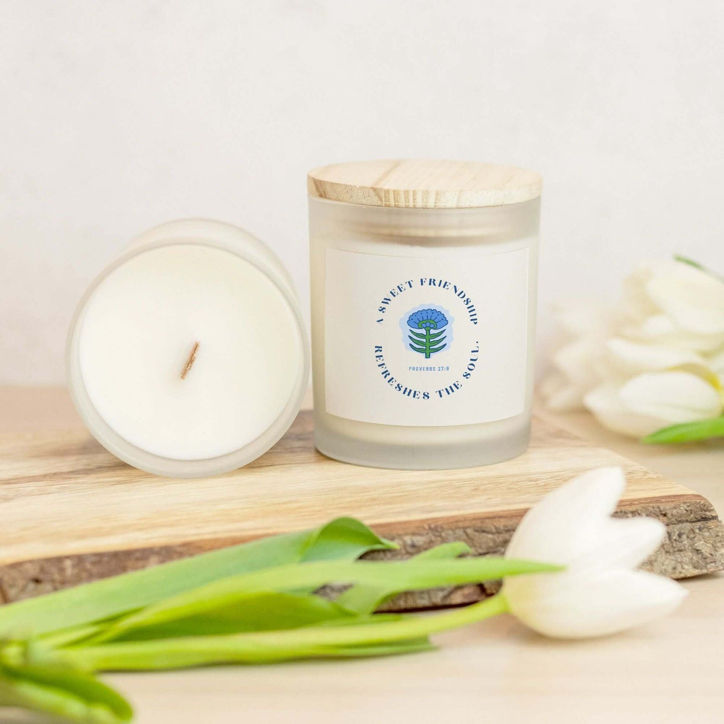 a sweet friendship refreshes the soul wood wick candle