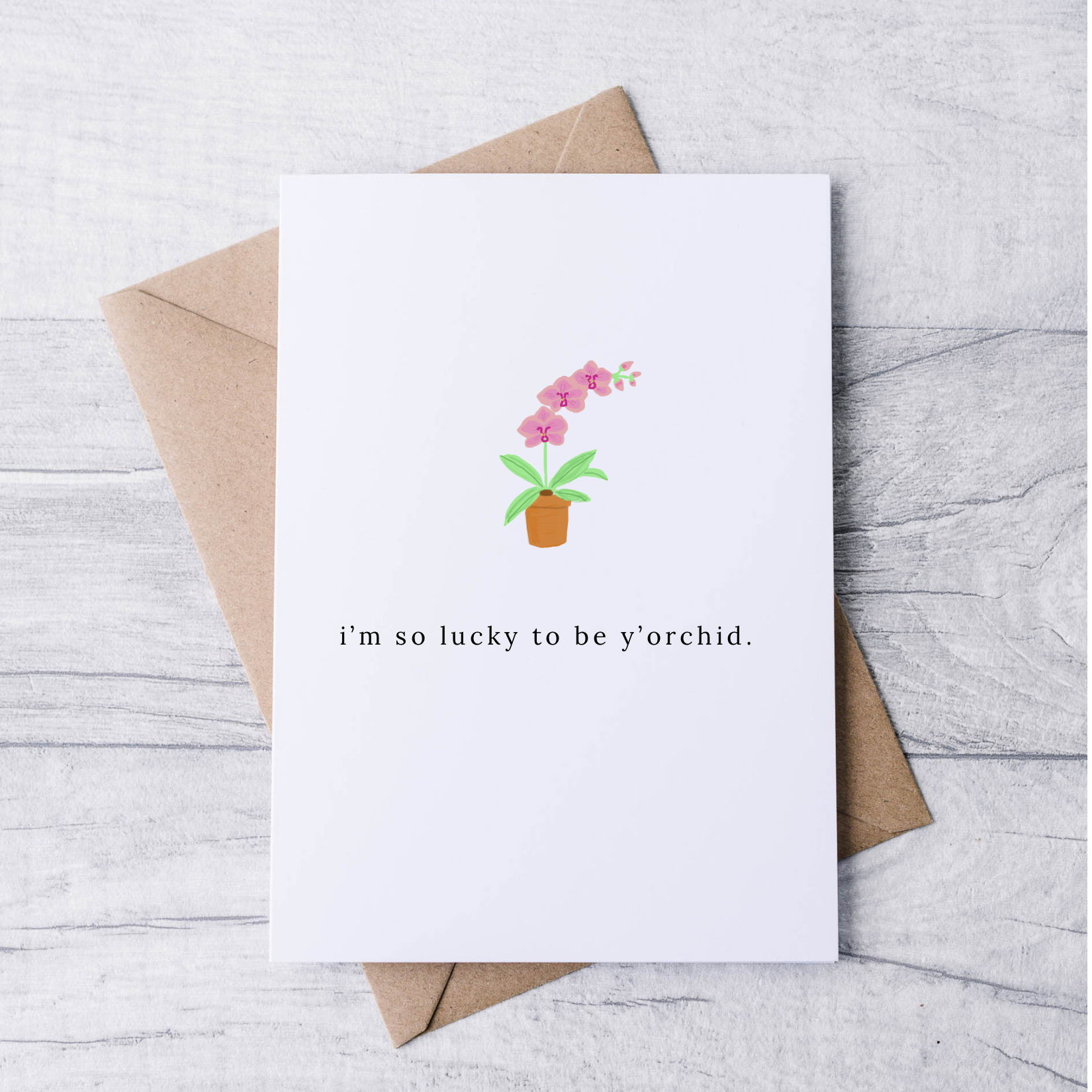 cute funny mother's day card, orchids