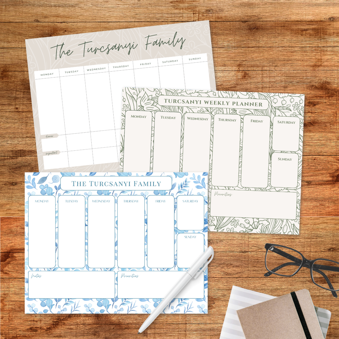 customized family weekly planner: aesthetic neutral