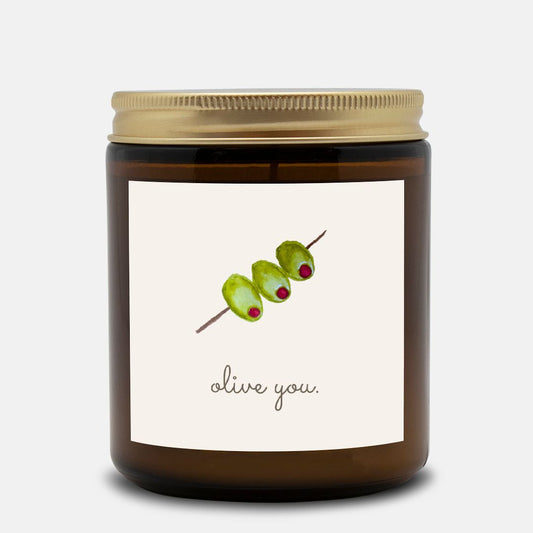 cute olive amber jar candle