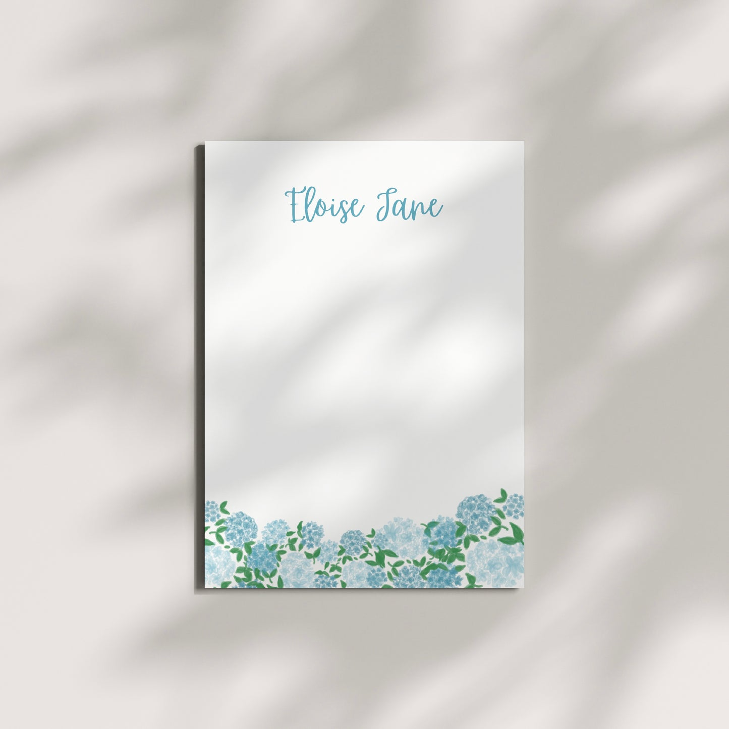 hydrangea bottom border only monogram notecards